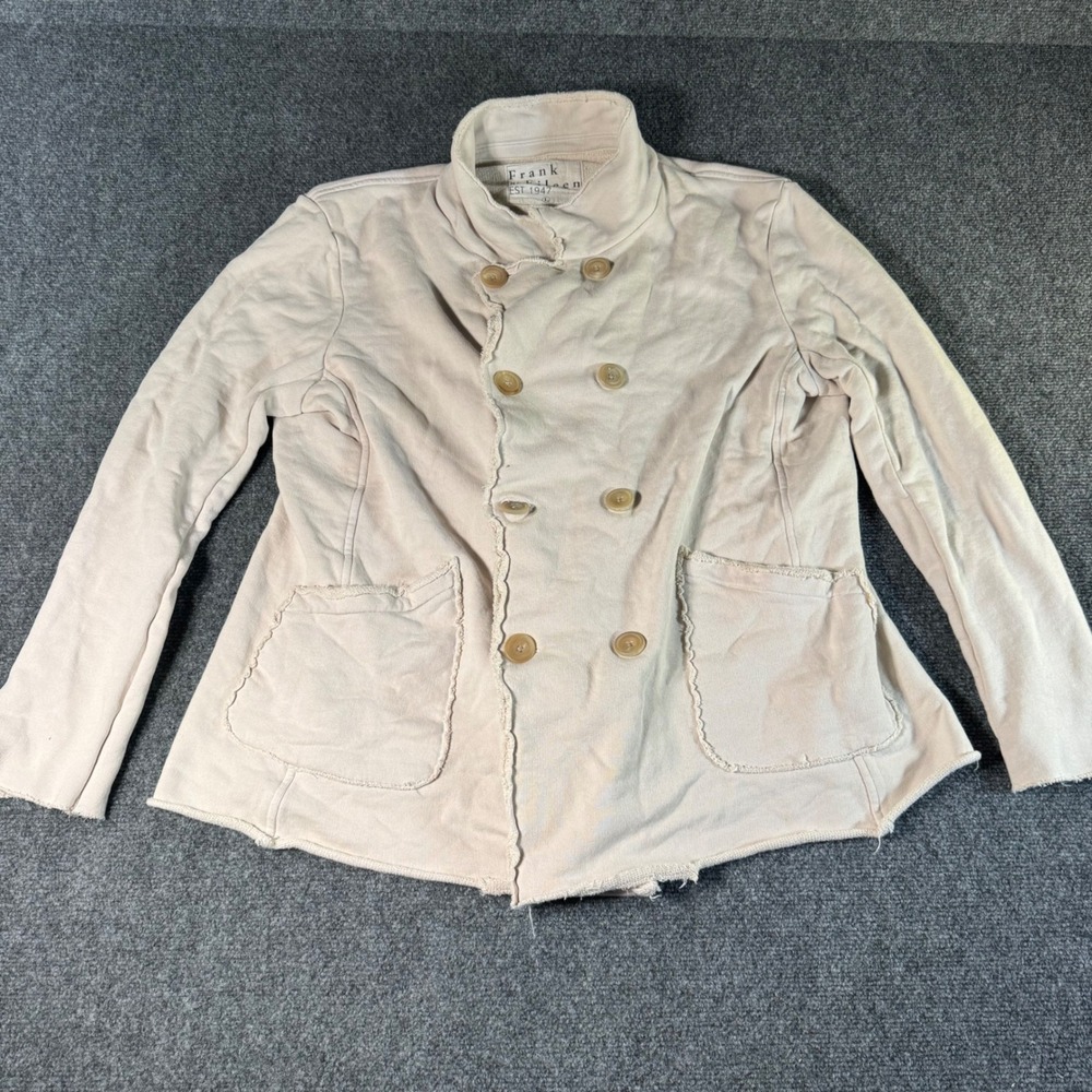 Frank & Eileen Tee Lab Belfast Jacket Beige Cotton Double Breasted Large